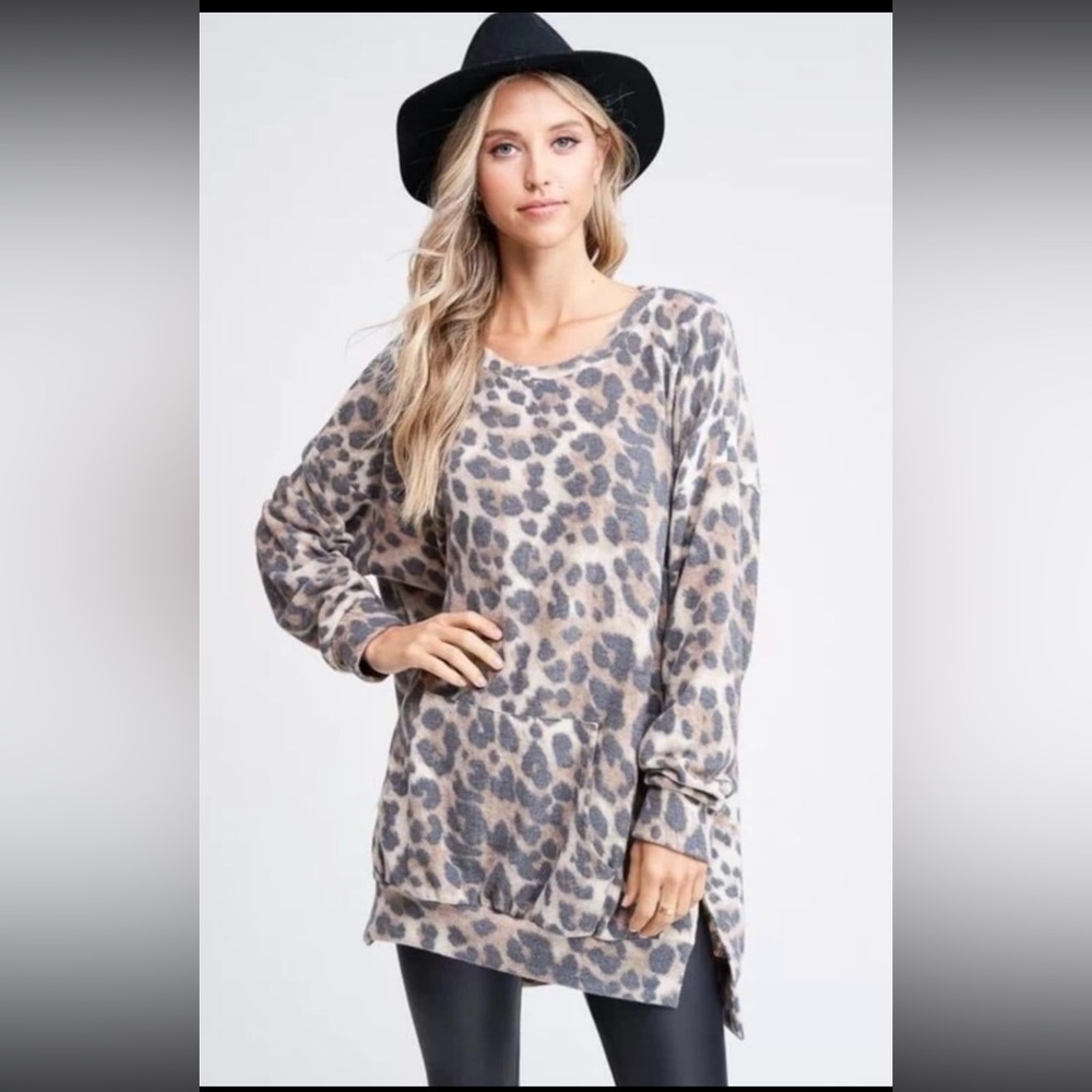 Ladies Cheetah Print Long Tunic